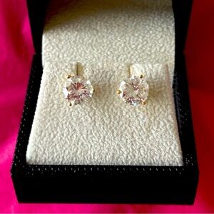 Valentine!❤️4 Ct Round lab grown martini set Diamond studs 14K Yellow Gold🌟